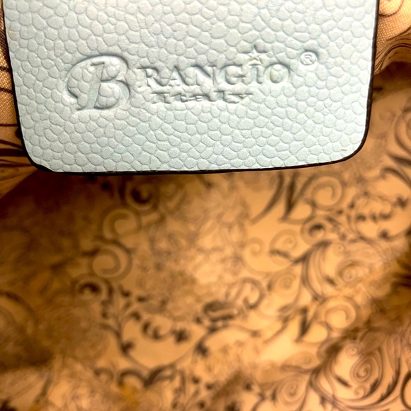 Brangio Hand Bag Medium Tote Purse Baby Blue Italian  Made - Picture 10 of 12